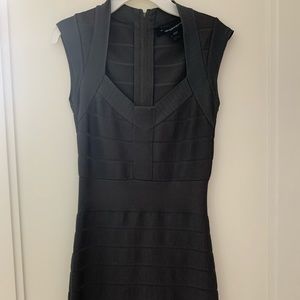 charcoal grey wrap body con dress